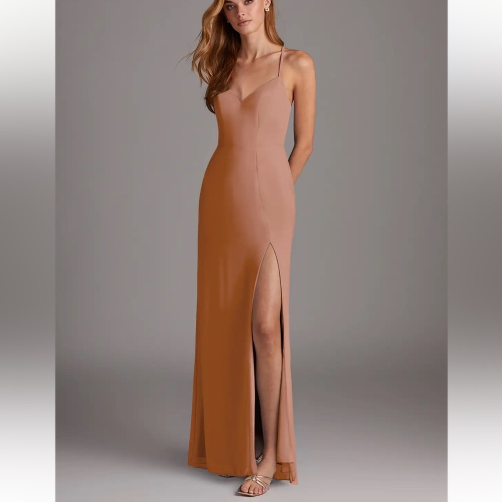 Azazie Manila Champagne Rose Sheath Chiffon Dress